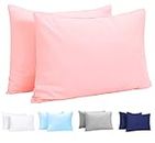 Toddler Pillow Case 2 Pack - 14 x 20 Organic Cotton Pillowcases - Pink Kids Pillowcase for Crib Travel Pillow, Baby Girls Small Pillowcase, Vegan Pillow Cover Breathable Hypoallergenic Bedding Set