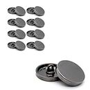 Ani Accessories 10 mm Mirror Finish Metal Flat Shank Button for Kids Clothing Doll/Toys Clothing DIY Art & Crafts Used for Decoration Crafts Pack of 8 (16 L, Grey)