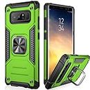 IKAZZ Samsung Note 8 Case,Galaxy Note 8 Cover Dual Layer Soft Flexible TPU and Hard PC Anti-Slip Full-Body Rugged Protective Phone Case with Magnetic Kickstand for Samsung Galaxy Note 8 Green