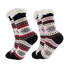 Starvis Women/Men Winter fluffy Snowflake Fleece white soft terry fur Lining Knit Thick thermal Warm Christmas Slipper Ankle Length Socks (Pack Of 2 |ASSORTED MIX COLOR, DESIGN AS PER AVAILABILTY)
