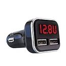 Jebsens 4.8A 24W Dual USB Car Charger Volt Meter Car Battery Monitor with LED Voltage & Amps Display in Red LED, Cigarette Lighter Voltage Meter, Compatible with iPhone 15 Pro Max Samsung Galaxy S24