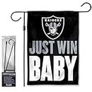 Raiders Just Win Baby Garden Flag and Stand Pole Holder Mount