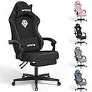 SITMOD Gaming Chairs for Adults with Footrest-PC Computer Ergonomic Video Game Chair-Backrest and Seat Height Adjustable Swivel Task Chair with Headrest and Lumbar Support(Black)-Fabric