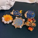 Retro Moon Sun Brooch Men Women Party Clothing Accessories Brooches Gift