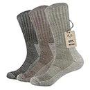 Vihir 3 Pack Men's Thermal 80% Merino Wool Hiking Calf Tube Socks Crew Sock for Skiing, Trekking, Hiking（MIX,7.5-10.5