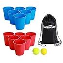 WIn SPORTS Giant Yard Pong Bucket Game - Bucket Toss Set for Beach,Pool,Family,Yard,BBQ,Lawn,Indoor,Outdoor Game - Ideal Gift Toy for Boys,Girls,Family,Kids