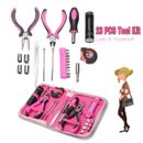 23pcs Pink Household Tool Set Hand Tool Kit Set Gril Lady Women Home DIY Tools
