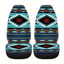 Blue Aztec Car Seat Covers For Front Seat Protector 2pcs Southwestern Tribal Geometry Blanket Soft Flexible Seat Cushion Cover Automotive Accessories