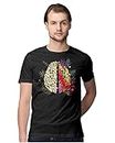 Heybroh Men's Regular Fit T-Shirt Creative & Logical Human Brain 100% Cotton T-Shirt (Black; XXXXX-Large)