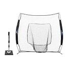 Tanner Batting Tee and Net Set - Tanner Tee The Original Model Batting Tee for Baseball and Softball Plus a Tanner 7' x 7' Portable Hitting Net for Baseball Practice and Softball Batting Practice