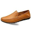 Hommes Mocassins Classiques en Cuir pour Loafers Chaussures Penny Confort Mocassin Conduite Plat Chaussures Marron Clair 42 EU