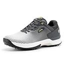 FitVille Wide Mens Golf Shoes Professional Outdoor Waterproof Spiked Golf Shoes for Men(Gray, 9.5 Wide)