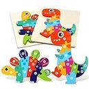 HOTUT Wooden Jigsaw Puzzles for Toddlers, 2 Pcs 3D Animal Puzzle Toy Babies Games, Shape Number Puzzle, Animal Puzzle Jigsaw Set for Kids Age 1 2 3 Year Old Boys and Girls Educational Toys Gifts