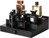 Black Wooden Cologne Organizer for Men - 3 Tier Wooden Perfume Display Stand wit