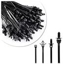 120PCS Black Zip Ties with 4 Universal Sizes,Strong Bite Force & UV Resistant Management Cable Clips,Nylon Self Locking Cable Tie Mount for Indoor and Outdoor