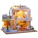 Hágalo usted mismo Miniatura Casa de Muñecas Ensamblada con Luz LED Kits Casa de Muñecas Regalo Decorativo