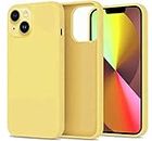 LOXXO® Compatible with iPhone 14 Case, Liquid Silicone Case, Full Body Protective Cover, Shockproof, Slim Phone Case, Anti-Scratch Soft Microfiber Lining, 6.1 inch - (Yellow)