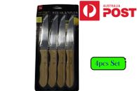Steak Knives 4pcs Set Kitchen Accessories Tools Bamboo Handle Eco Friendly AU 