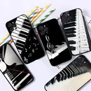 Schwarz weiß Musik Klavier tasten Notizen Handy hülle für iPhone 14 11 12 13 Mini Pro Max 8 7 6 6s