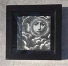Piero Fornasetti Nuvole Celestial Moon 6" Framed Ceramic Wall Art FREE US SHIP