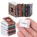 15 Pcs Miniatures Dollhouse Books, 1:12 Scale Miniatures Dollhouse Books Assorted Miniatures Books, Mini Books Model Dollhouse Decoration Accessories for Dolls Bedroom Library