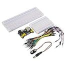 HUAREW Breadboard Kit with Power Supply Module, Jumper Wires, Battery Clip,830 & 400 tie-Points Breadboard (5 Values 69 Pcs)