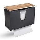 Cozee Bay Bamboo Paper Towel Dispenser/Holder with Lid for Home and Commercial, Wall Mount or Countertop for Multifold, C Fold, Z fold, Trifold Hand Towels (Black)
