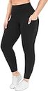 SHAPERX Yoga Gym Workout Leggings Tights Track Pant, Lowers High Waisted Ankle Length Activewear with 1 Side Pockets Waist Pocket Stretchable Quick Dry Sports Fitness Pant Pack of 1 (34, Black)