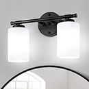 LIODOR Bedside Wall Lamp Minimalist Modern Lighting for Living Room, Dining Room, Bedroom - Without Bulb (Double Black)