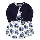 Touched by Nature Baby Girls Organic Cotton and Cardigan Casual Dress, Navy Floral, 5T US, Navy Floral, 5 Years