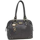 Catwalk Collection Handbags - Large Leather Shoulder Bag For Women - A4 Work Tote Bag - DOCTOR BAG - Black