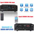 2000W Digital Power Amplifier bluetooth Stereo HiFi Audio 2CH USB SD FM Home Car
