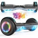 VEVELINE Hoverboard,6.5" Two-Wheel Self-Balancing Hover Board with Bluetooth Speakers and Fashion LED Lights for Kids and Adults（Black gray）