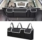 Car Trunk Organizer and Storage, Backseat Hanging Organizer for SUV, Truck, MPV, Waterproof, Collapsible Cargo Storage Bag with 4 Pockets, Car Interior Accessories (Black)