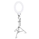 Neewer 18-inch White LED Ring Light with Silver Light Stand Lighting Kit Dimmable 50W 3200-5600K with Soft Filter, Hot Shoe Adapter, Cellphone Holder for Make-up Video Shooting