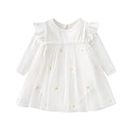 Toddler Little Baby Girl Dress Set Volant Manica Lunga Pagliaccetto in Tulle Gonna Autunno Inverno Abiti 66 6-9 Mesi Bianco