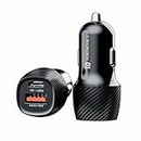 Portronics 20W Car Power 17 Car Charger Adapter with Dual Output (20W PD Type C Port + 18W USB A Mach 3.0 Port), Fast Charging Compatible with iPhones, Android Smartphones, Tablets & More(Black)