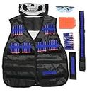 HASTHIP Tactical Vest Kit Compatible With Nerf Guns N-Strike Elite Series Protective Glasses -Blue (1Set), Kid