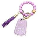 RFSRZ for Cadillac Key Fob Cover,Purple Beaded Key Holder Fits for CT6 XT5 XT4 XT6 2023-2015 Cadillac Escalade 2015- 2018 2019 Smart Key Protector Holder Accessories (for Cadillac A5)
