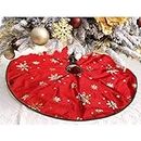 CraftVatika Christmas Tree Skirt Red for Big Tree Decoration | Large 34 Inch Round Red Skirt for Christmas Decoration Items Skirt for Home Office Decor | Xmas Tree Base Cover Mat (Red)
