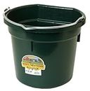 Little Giant® Flat Back Plastic Animal Feed Bucket | Animal Feed Bucket with Metal Handle | Horse Feed & Water Bucket | 20 Quarts | Green