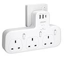 LENCENT 3 Way Plug Extension with 1 USB C and 2 USB Ports, Surge Protected Multi Plug Adapter, 3 AC Wall Charge Extender for Household Appliances, iPhone, Smartphone, Tablets, 13A 3250W