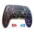 Snezhnaya Wireless Controller for PS4, LED Star Controller Compatible with PS4/Slim/Pro/PC/IOS/Android/Switch,9 Colors RGB Light,Turbo/Wakeup/Motion Sensor (Star)