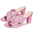 Allegra K Women's Slip On Slouches Block Heel Sandals, pink, 8.5 UK
