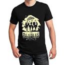 RS PRINT The Beatles Printed Man's Black Tshirts | Slogan Printed Tshirts | Large