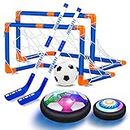 AoHu 2 in 1 Hover Hockey Soccer Ball Set Boys Toys,Rechargeable Indoor & Outdoor Hovering Hockey Game with 3 Goals and LED,Air Power Hockey and Soccer Ball Sports Gifts for 3-12 Year Old Kids（Blue）