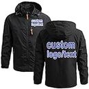 Custom Jackets for Men Design Your Own Windbreaker Personalized Rain Jacket With Logo Text Black M
