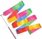 Tiptop Decoration Rhythmic Gymnastic Dancing Ribbon Streamer Stick (1 Piece) (Vivid Rainbow)