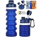 Botellas De Agua Silicona Plegables 18 Oz 550ML Para Deportivas Running Gym Azul