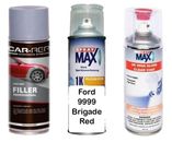 Auto Touch Up Paint Can for Ford 9999 Brigade Red Plus 2k Clear Coat & Primer